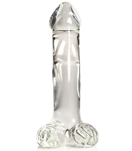 Pleasure Crystals 7.1 In Glass Dildo W/ Balls