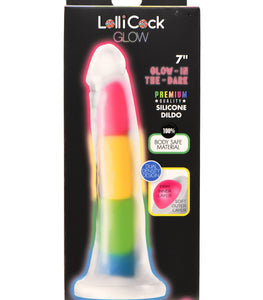 Lollicock 7in Glow In The Dark Rainbow Silicone Dildo