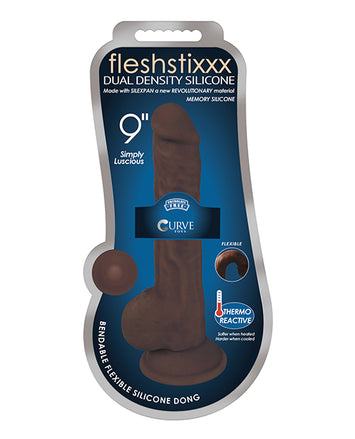 Fleshstixxx Silicone Dildo W/ Balls Latte Chocolate 9