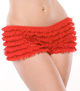 Ruffle Shorts W/back Bow Red O/s