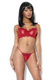 Lace & Matte Wetlook Bra & G-string Merlot