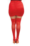 Sheer Thigh High W/ Stay Up Lace Top Red Queen