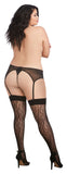 Leopard Fishnet Thigh High Dmd Black O/s