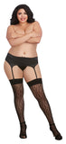 Leopard Fishnet Thigh High Dmd Black O/s