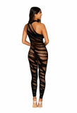 Asymmetrical Bodystocking Opaque Black O/s