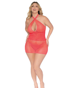 Stretch Lace Chemise Coral Q/s