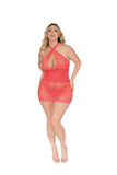 Stretch Lace Chemise Coral Q/s