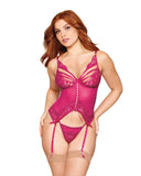 Floral Lace Bustier & G-string Set Beet