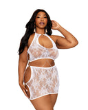 Seamless Lace Bralette & Mini Skirt Set White