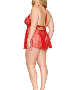 Babydoll & Gstring Poinsettia Q/s