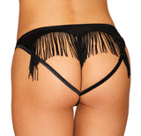 Heart Back Panty W/ Fringe Black