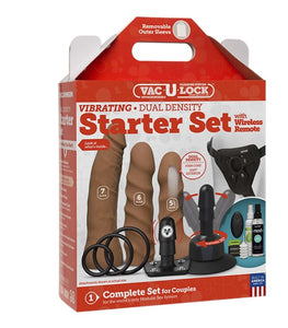 Vac-u-lock Vibrating Dual Density Starter Set Caramel