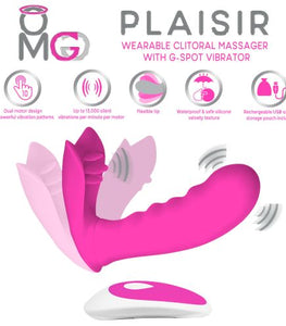 Omg Plaisir Wearable Clitoral Massager W/ G-spot Vibrator Pink