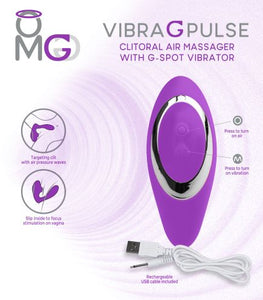 Omg Vibra G Pulse Clitoral Suction Massager W/ G-spot Vibrator Purple