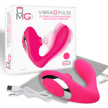 Omg Vibra G Pulse Clitoral Suction Massager W/ G-spot Vibrator Pink Default Title