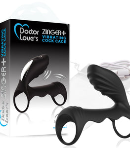 Doctor Love Zinger+ Vibrating Rechargeable Cock Cage Black Default Title
