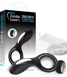 Doctor Love Zinger+ Vibrating Rechargeable Cock Ring W/ Remote Black Default Title