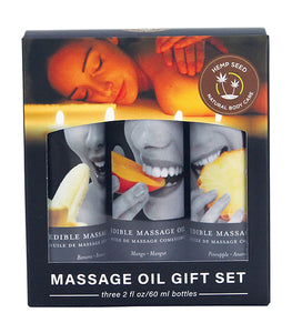 Edible Oil Massage Gift Set Box 3 2oz Bottles Tropical Default Title