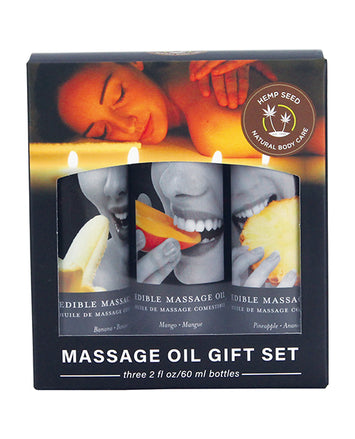Edible Oil Massage Gift Set Box 3 2oz Bottles Tropical Default Title