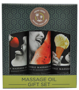 Edible Oil Massage Gift Set Box 3 2oz Bottles