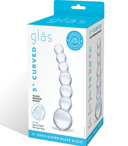 Glas 5 Curved Glass Beaded Dildo 