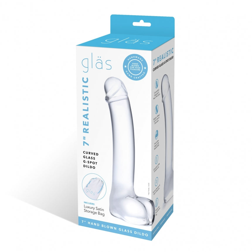 Glas 7 Realistic Curved Glass G Spot Dildo "