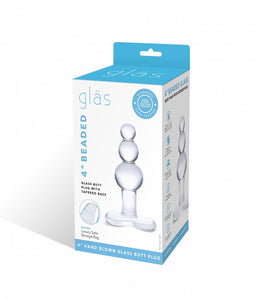 Glas 4 Beaded Glass Butt Plug W/ Tapered Base 