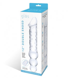 Glas 12in Double Ended Dildo W / Anal Beads Default Title