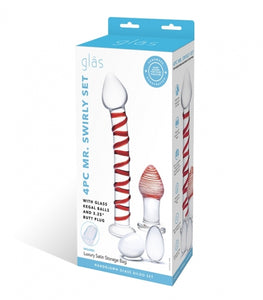 Glas 4pc Mr Swirly Set W/ Glass Kegal Balls & Butt Plug Default Title