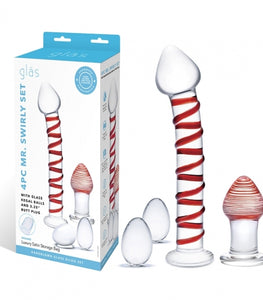 Glas 4pc Mr Swirly Set W/ Glass Kegal Balls & Butt Plug Default Title