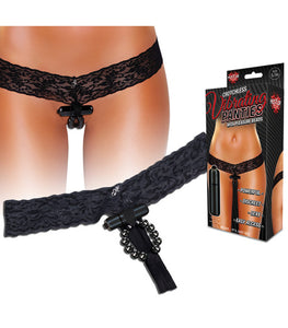 Crotchless Vibrating Panties W Pleasure Beads Black S/m