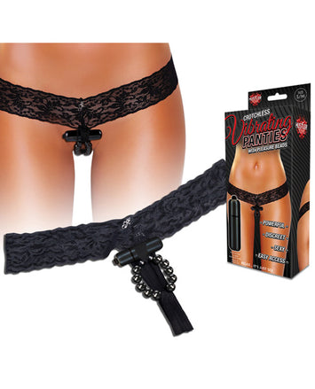 Crotchless Vibrating Panties W Pleasure Beads Black S/m Default Title