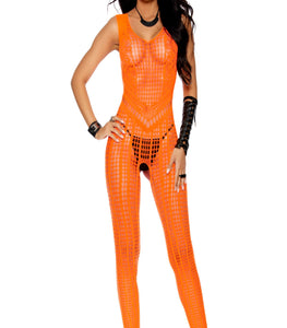 Short Sleeve Bodystocking Neon Orange O/s