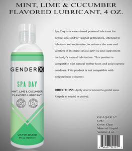 Gender X Spa Day Flavored Lube 4 Oz