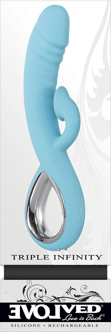 Evolved Triple Infinity Vibrator W/ Suction Blue Default Title