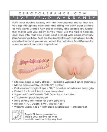 Zero Tolerance Dani Daniels Movie Download W/ Realistic Ass & Vagina Stroker Default Title