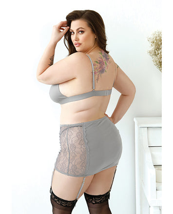 Layne Bralette Gartered Skirt & G-string Gray 1x/2x Default Title