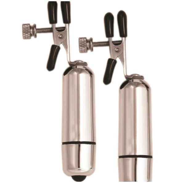 Kink Collection Vibrating Nipple Clamps Silver Default Title