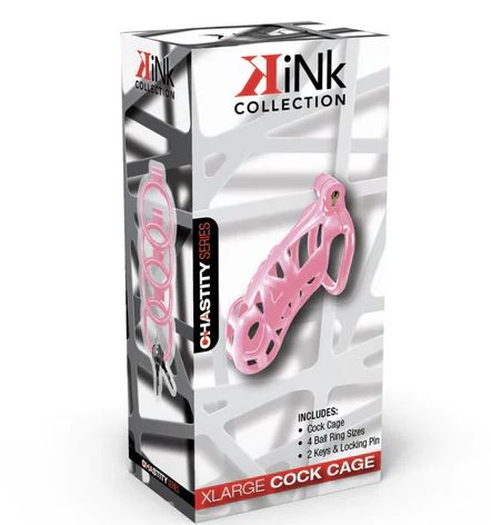 Kink Chastity Series Locking Cock Cage Xl Pink Default Title