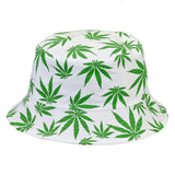 White Bucket Hat W/ Green Leaves Default Title