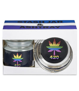 Rainbow Leaf Ashtray & Stash Jar Set