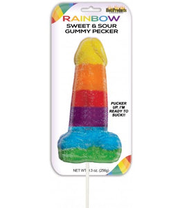 Sweet & Sour Jumbo Rainbow Gummy Cock Pop