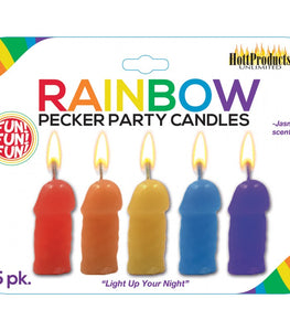 Rainbow Pecker Party Candles 5pk