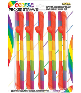 Rainbow Pecker Straws 10pk