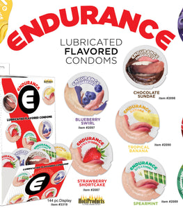 Endurance Flavored Condoms Asst Flavors 144 Pcs Wall Mount