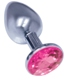 9's Silver Starter Bejeweled Steel Plug Pink