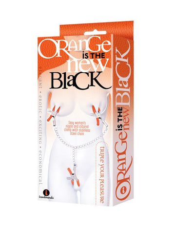 9's Orange Is The New Black Triple Your Pleasure Clamps & Chain Default Title