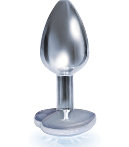 9's Silver Starter Heart Bejeweled Steel Plug Diamond