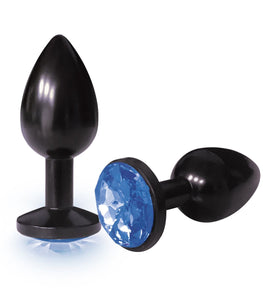 9's Silver Starter Anodized Bejeweled Steel Plug Cobalt