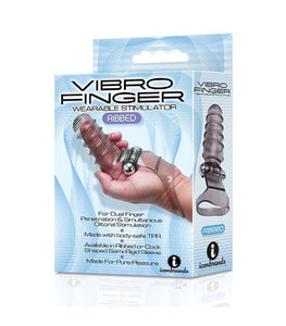 The 9's Vibrofinger Ribbed Finger Massager Grey